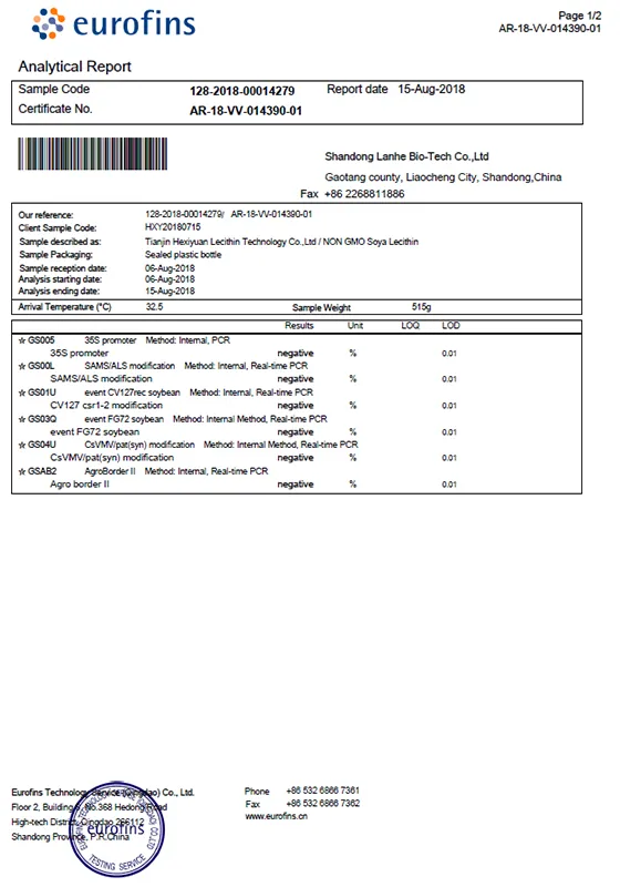 2018 NON GMO Certificate